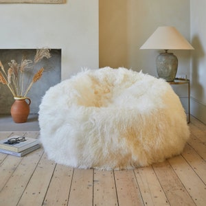Puf gigante tibetano de piel de oveja / Fabricado en Inglaterra