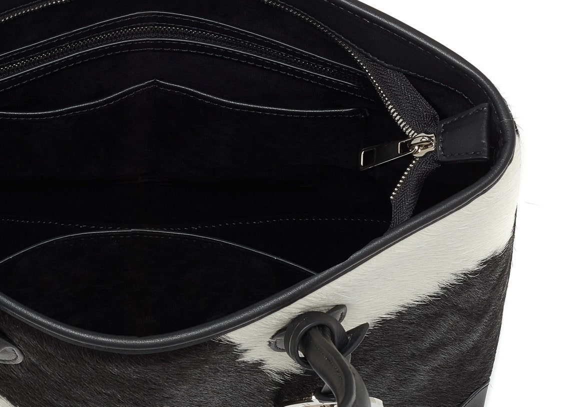 Black and White Cowhide Bag Black and White Cowhide Tote Etsy