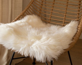 Coussin d'assise en peau de mouton - Housse de siège carrée en peau de mouton blanc pur - Fabriqué en Angleterre