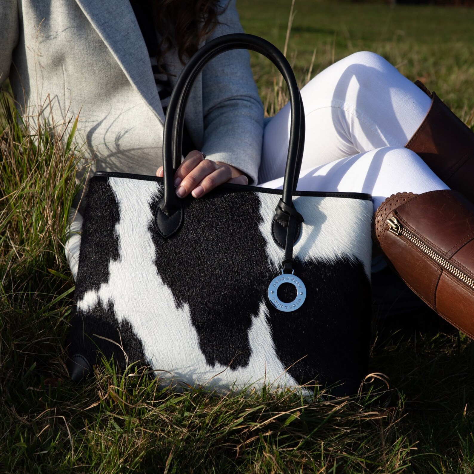 Black and White Cowhide Bag Black and White Cowhide Tote Etsy