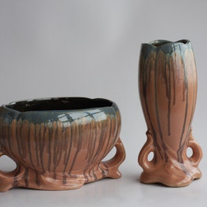 Antique 1920s Art Nouveau Jugendstil Belgium Faiencerie THULIN Pottery Vase & Jardiniere
