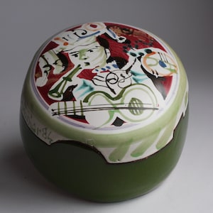 Vintage 1984 Gilbert Portanier Studio French Art handmade trinket box signed Portanier &#39;84