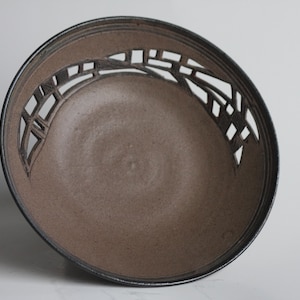Vintage 1970s German studio pottery bowl, hand carved design