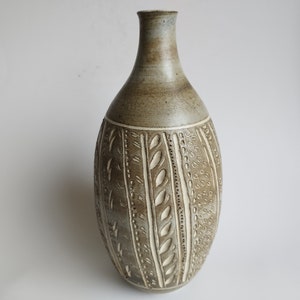 German Studio pottery large 31 cm stoneware vase, Mid Century 1970s