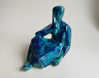 Bay Keramik Bodo Mans Modernist Sculpture, Cubist Design, Mid Century 1960s German Pottery