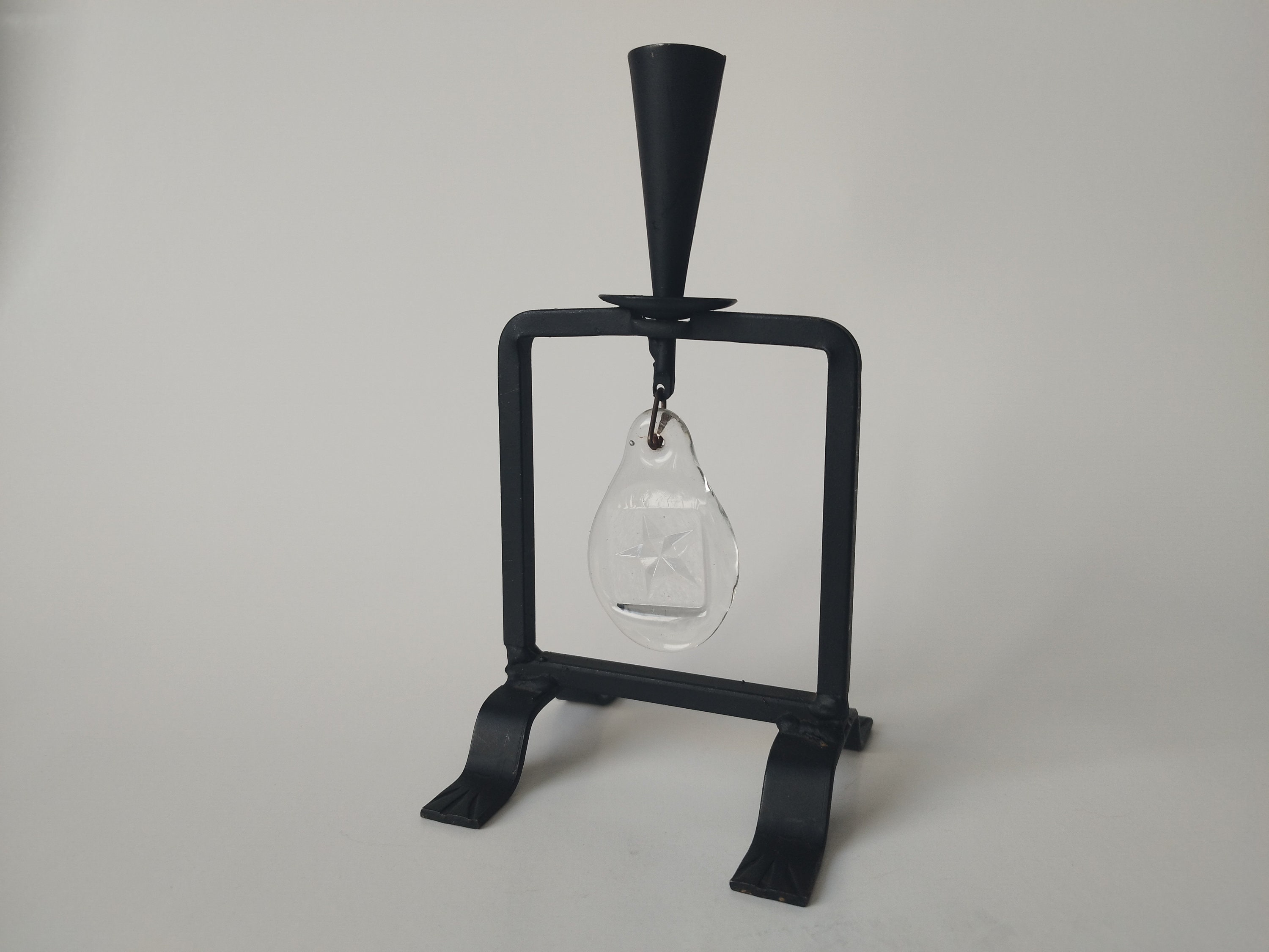 Erik Hoglund iron and glass candleholder, Mid Century 1960s