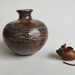 Vintage 1970s German Studio pottery small vase, signed S