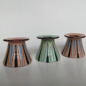 Kerzenhalter von Babbacombe Pottery, 3er-Set, Deidre Wood, Britische Studiokeramik, Edwin Barrett