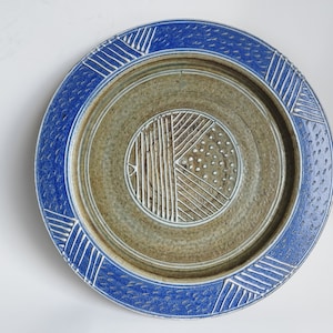 Vintage Scandinavian Swedish studio pottery large stoneware plate / bowl 30 cm