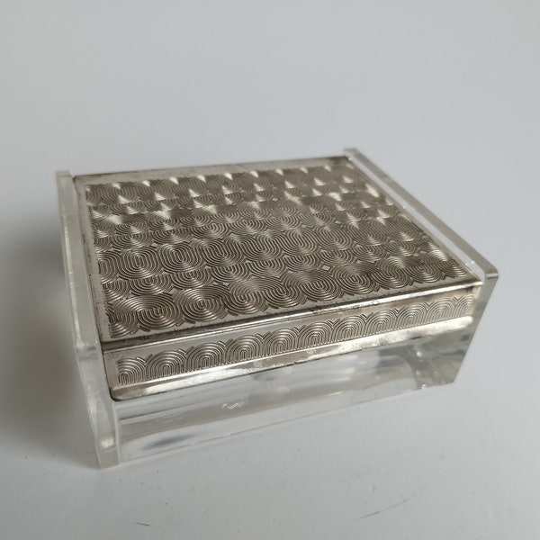 Vintage 1970s German WMF Plexiglass and silver plated trinket box