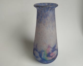 Art Nouveau Muller Frères Vase 30 cm, Antique French Spatter Glass, 1920s