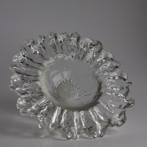 Mid-Century Finnish Glass signed Bowl by Pertti Santalahti for Humppila, 1970s brutalist art