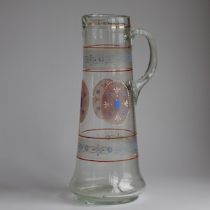 Antique 1900s German Enameled Glass Large Beer Stein