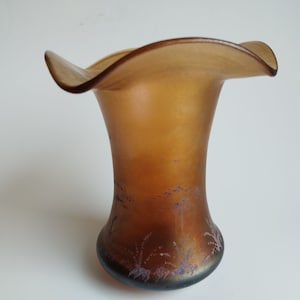 FREIHERR von POSCHINGER amber iridescent glass vase, Art Nouveau Jugendstil, 1920s German glass