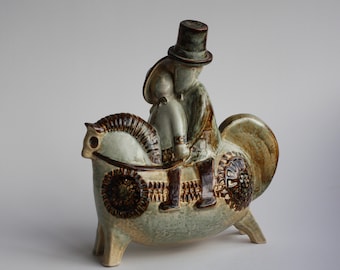 Joseph Simon Horse Sculpture Lovers, Soholm Keramik, Vintage 1970s Denmark Pottery
