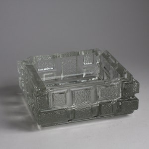 Mid-Century Czech Glass Modernist Ashtray by Jiri Zejmon for Rudolfova Hut, 1970s &quot;Bric-work&quot; Design