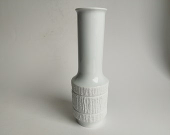 THOMAS porcelain modernist vase, Op art bisque porcelain, vintage 1960s German ceramics