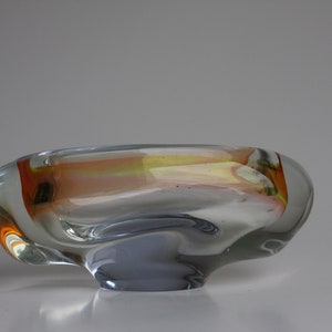 Vintage Czech glass Novy Bor ashtray, 1960s Bohemian Art Glass