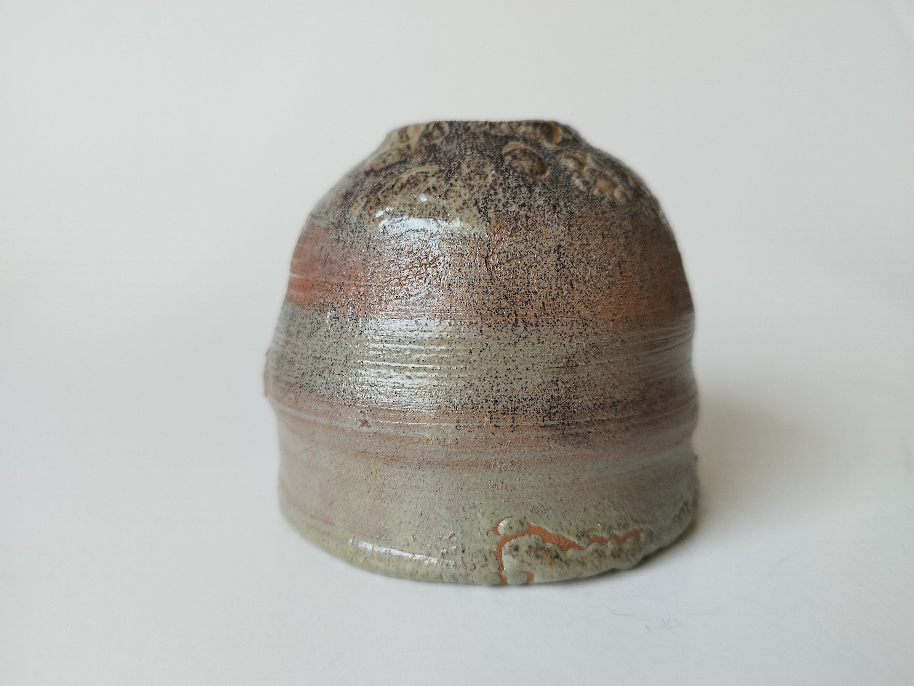 ヴィンテージ ドイツ スタジオ 陶器 手作り花瓶、フリーフォーム、LS