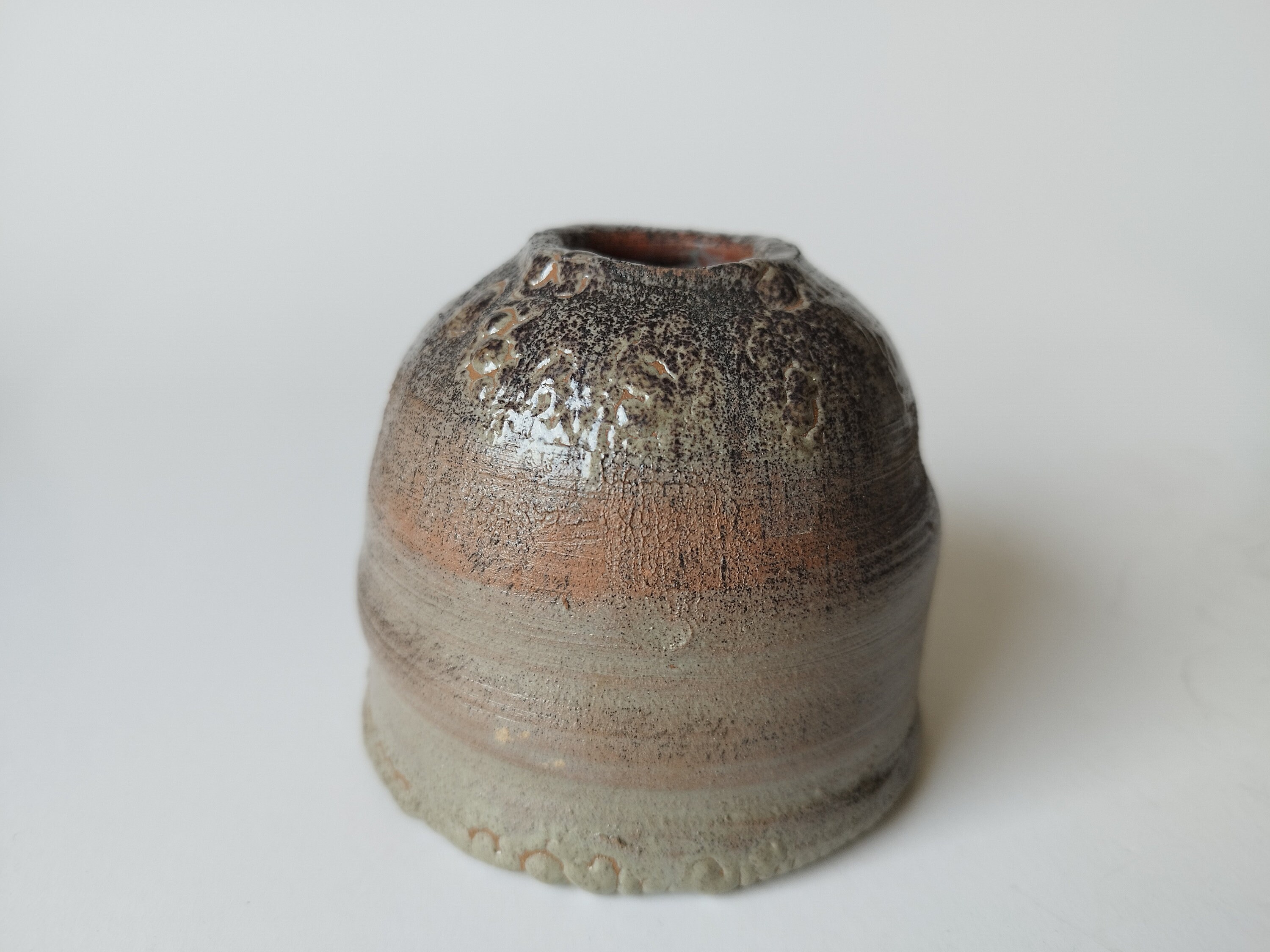 ヴィンテージ ドイツ スタジオ 陶器 手作り花瓶、フリーフォーム、LS