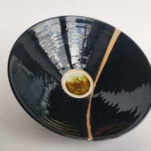 Vintage Scandinavian Studio pottery stoneware bowl, firing glass glaze