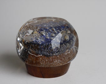 Vintage 1970s Göran Wärff for Kosta Boda mushroom paperweight, cut crystal glass, Scandinavian glass
