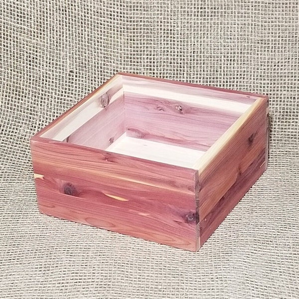 7 x 7 x 3 1/2 RED Cedar box Jewelry box Square Wooden box reclaimed cedar wood finished cedar box 3 different variations
