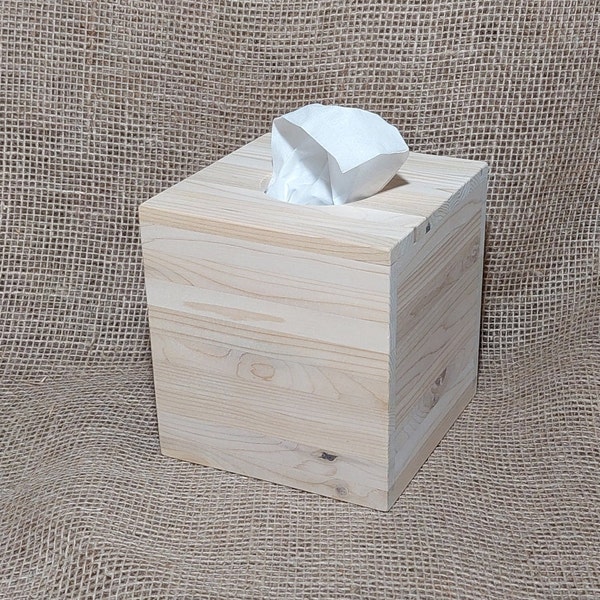 Square Tissue box cover Tissue box holder Unfinished cedar box wood tissue box cover farmhouse tissue box cover