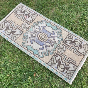 Small Rug, Vintage Small Rug, Vintage Oushak Rug, Woven Rug, Hand Knotted Rug, Door Mat Rug, Rugs, Wool Rug, Cotton Rug, 1&#39;4x2&#39;9 Ft