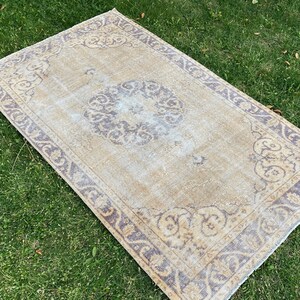 Vintage Pastel Color Rug, Vintage Rug, Vintage Turkish Rug, Oushak Rug, RUGS, Handmade Vintage Rug, Home Living Rug, Floor Rug, 3&#39;8&quot;x6&#39;5&quot; ft