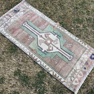 Small Rug, Nomadic Rug, Vintage Rug, 3’3”x1’5” ft, Oushak Rug, Turkish Rug, Small Runner Rug, Bath Mat Rug, Door Mat Rug, Small Floor Rugs