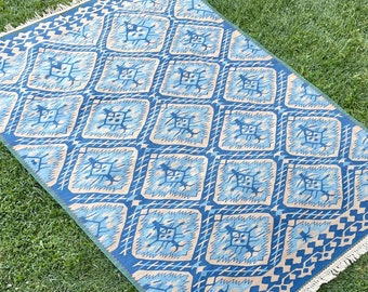 Turkish Vintage Wool Home Area Kilim Rug, Turkish Rug, Kilim Rug, Bohemian Rug, Vintage Rug, Moroccan Rug, Large Rug, Woven Rug, 6'8”x9'3”