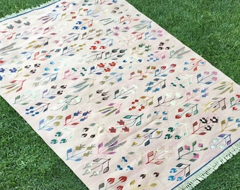 Oosters handgemaakt tapijt, roze tapijt, roze kelimdeken, Turks gebiedsdeken, vintage tapijt, roze vloerbloemkleed, groot tapijt, tapijtkelim, 9'6"x6'3"