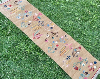 Handmade Runner Rug, Vintage Runner Rug, Turkish Oushak Rug Runner, Bohemian Runner Rug, Hallway Rug, Kilim Runner Rug, Runners, 8’4”x2’3”