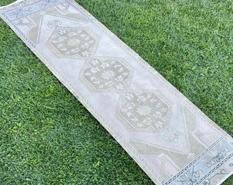 Home Decoration Runner Rug, Vintage Oushak Runner Rug, Antique Runner Rug, Handmade Rug Runner, Turkish Faded Runner Rug, Rugs, 9’4”x2’5” ft