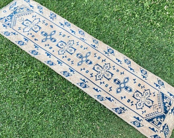 Narrow Wool Runner Rug, Decorative Kitchen Rug, Vintage Pale Runner Rug, Mute Pink Color Runner, Hall and Entry Decor Runner Rug, 2’8”x9’ ft