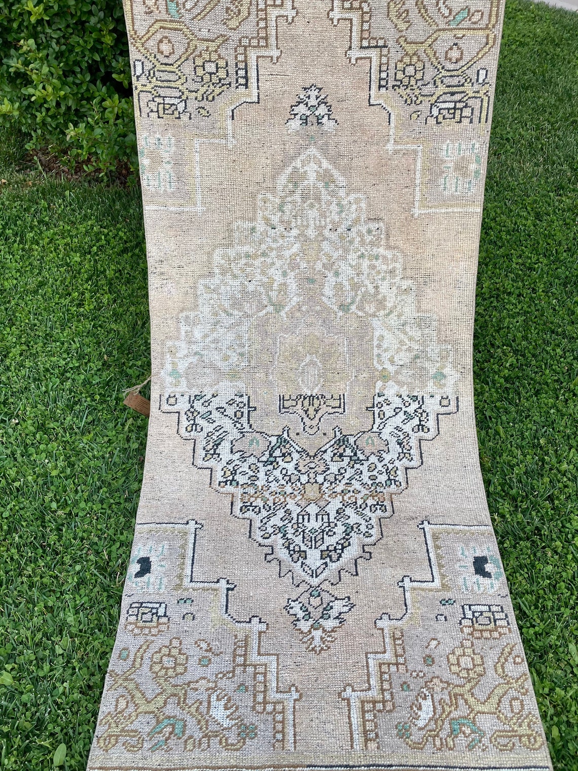 Rustic Hand Knotted Rug Runner Turkish Runner Rug Vintage Etsy