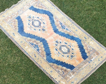 Vintage Oushak Teppich, Türkischer Oushak Teppich, Handgeknüpfter Orientteppich, Vintage Teppiche, Home Living, Boho Area Rugs, 120 x 21 cm