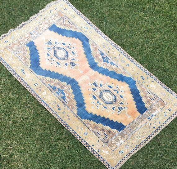 Vintage Oushak Rug, Turkish Oushak Rug, Hand Knotted Distressed Oriental Rug, Vintage Rugs, Home Living, Bohemian Area Rugs, 4’9 x 8’8 feet