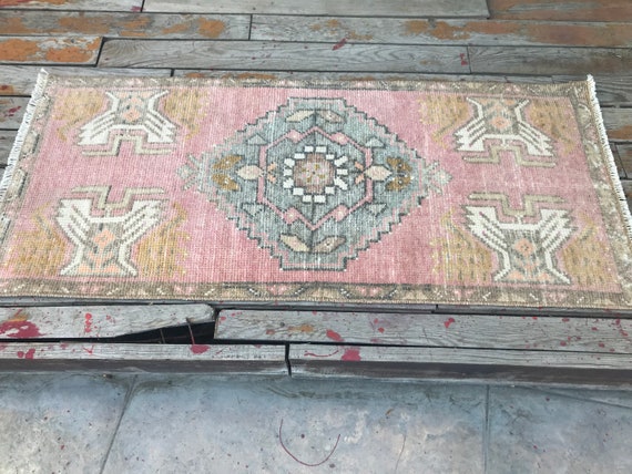 Handmade Doormat Door Mat Rug Vintage Small Rug Turkish Rug Runner Rug Oushak Rug Distressed Love Pile Door Mat Rugs 1 5 X3 4 Ft