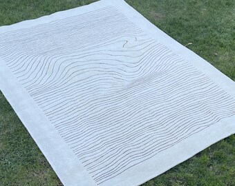 9’5x13’ Contemporary Living Room Are Kilim Rug, Hand Woven Wool Large Rug, Modern Carpet, Bohemian Home Floor Rug, Striped Rug, Kilim Rug