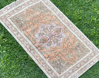 Vintage Oushak Rug, Alfombra Oushak, Alfombra turca, Alfombra de pila baja afligida, Alfombra tejida a mano, Alfombra de área de piso, Alfombra de diseñador de interiores, Alfombras 3'9 "x6'6"