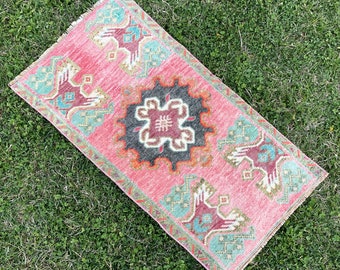 Turkish Wool Small Rug, Vintage Small Rug, Rustic Small Wool Kitchen Rug and Mat, Bohemian Small Rugs Carpets, Hand Woven Rug, 1’6 x 3’ ft