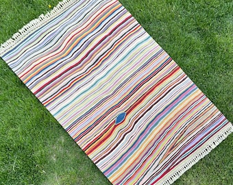 Contemporary Area Rug, Kilim Rug, Modern Rug, Handmade Kilim, Hand Woven Carpet, Southwestern Rug, Farmhouse Decoration, Home Floor, 3’8x6’