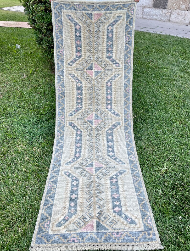 Wool Short Rug Runner Muted Faded Colors Runner Rugs Kitchen Etsy