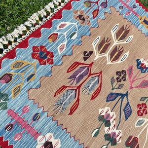 KILIM RUG, Vintage rug, Vintage Turkish Kilim Rug, Anatolian Hand Knotted Rug, Oushak rug, Multi Colored Kilim, Kids Room Rug, 3'8x3'1 ft image 8