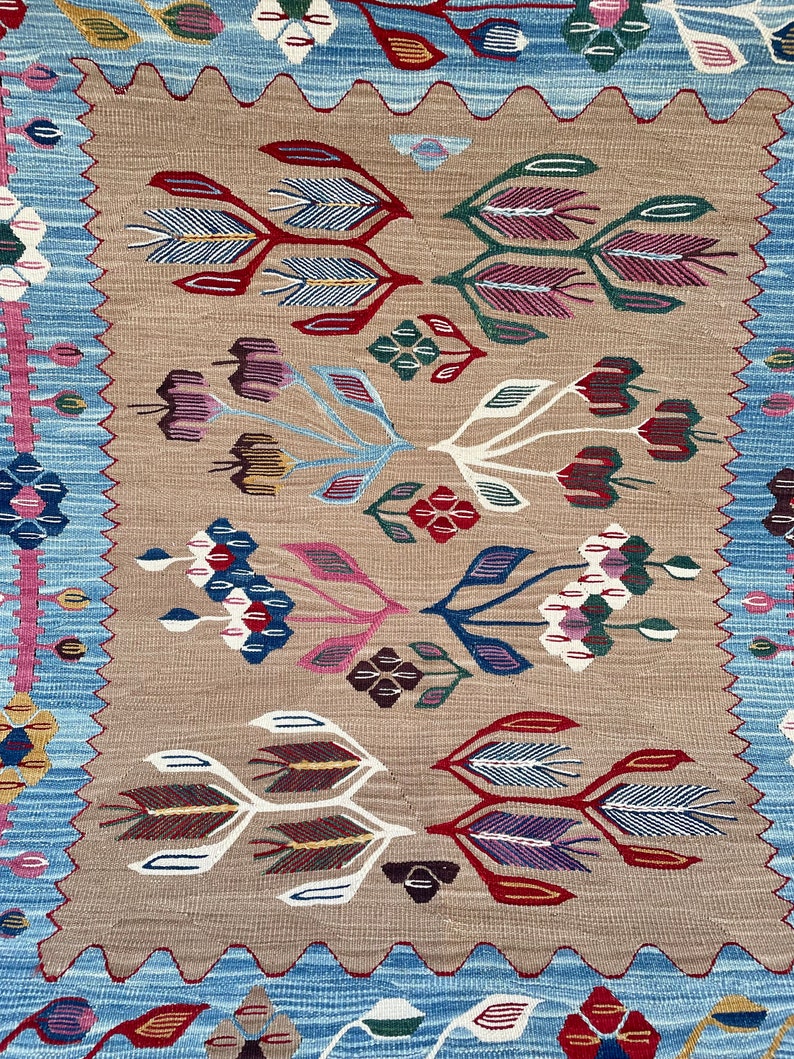 KILIM RUG, Vintage rug, Vintage Turkish Kilim Rug, Anatolian Hand Knotted Rug, Oushak rug, Multi Colored Kilim, Kids Room Rug, 3'8x3'1 ft image 7