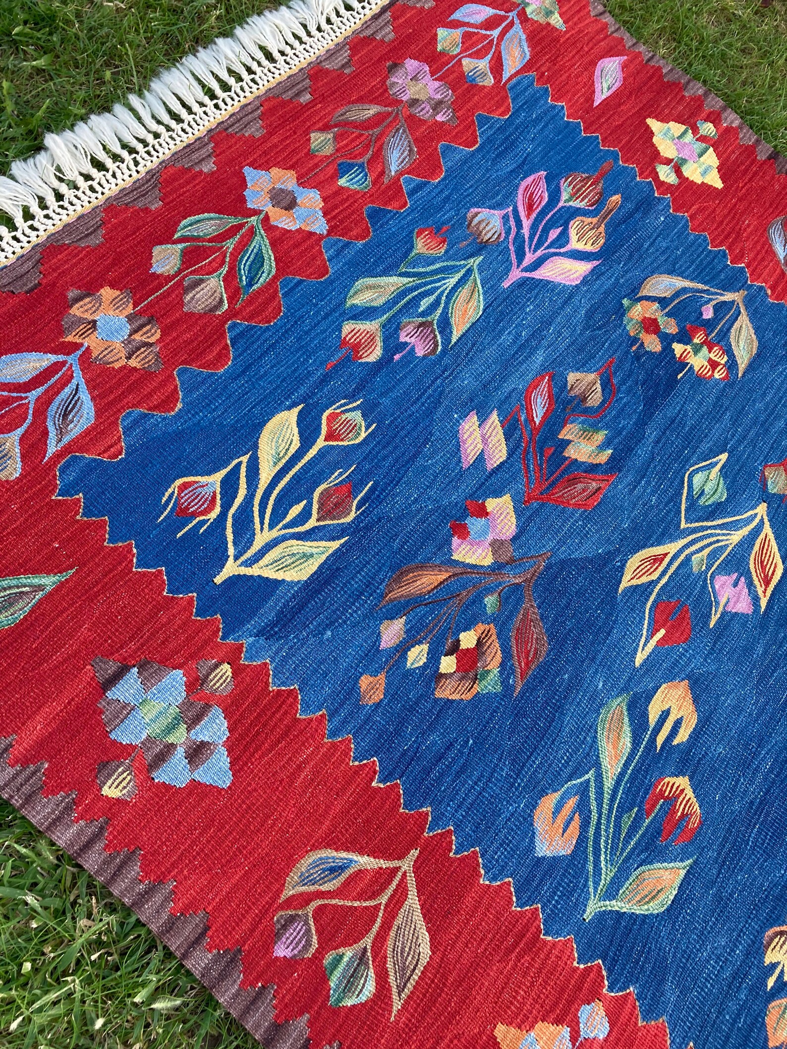 Vintage Rug Oushak Rug Bohemian Style Blue Rug Vintage Etsy