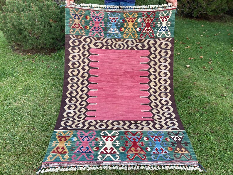 Turkish Kilim Rug Pink Kilim Rug Turkish Rug Oushak Rug Etsy