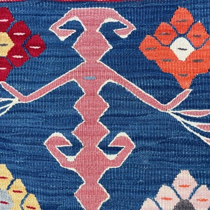 Small Rug, Oushak, Vintage Indigo Blue Floor Door Mat, Turkish Rug, Bath Mat Rug, Area Rug, Floor Rug, Hand Made Rug, Bohemian Rug, 2'9x1'7 image 8